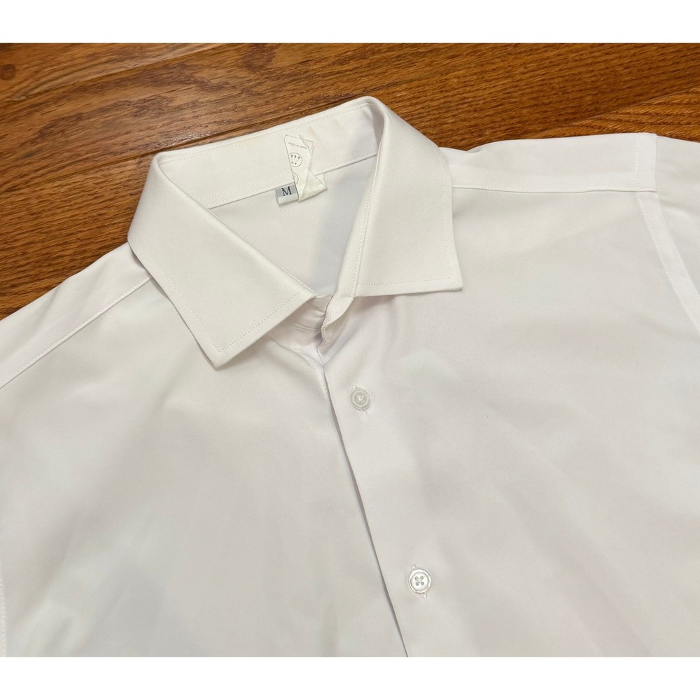 State & Liberty Button Down Dress Shirt Mens Medium Solid White Stretch Athletic - Picture 2 of 12